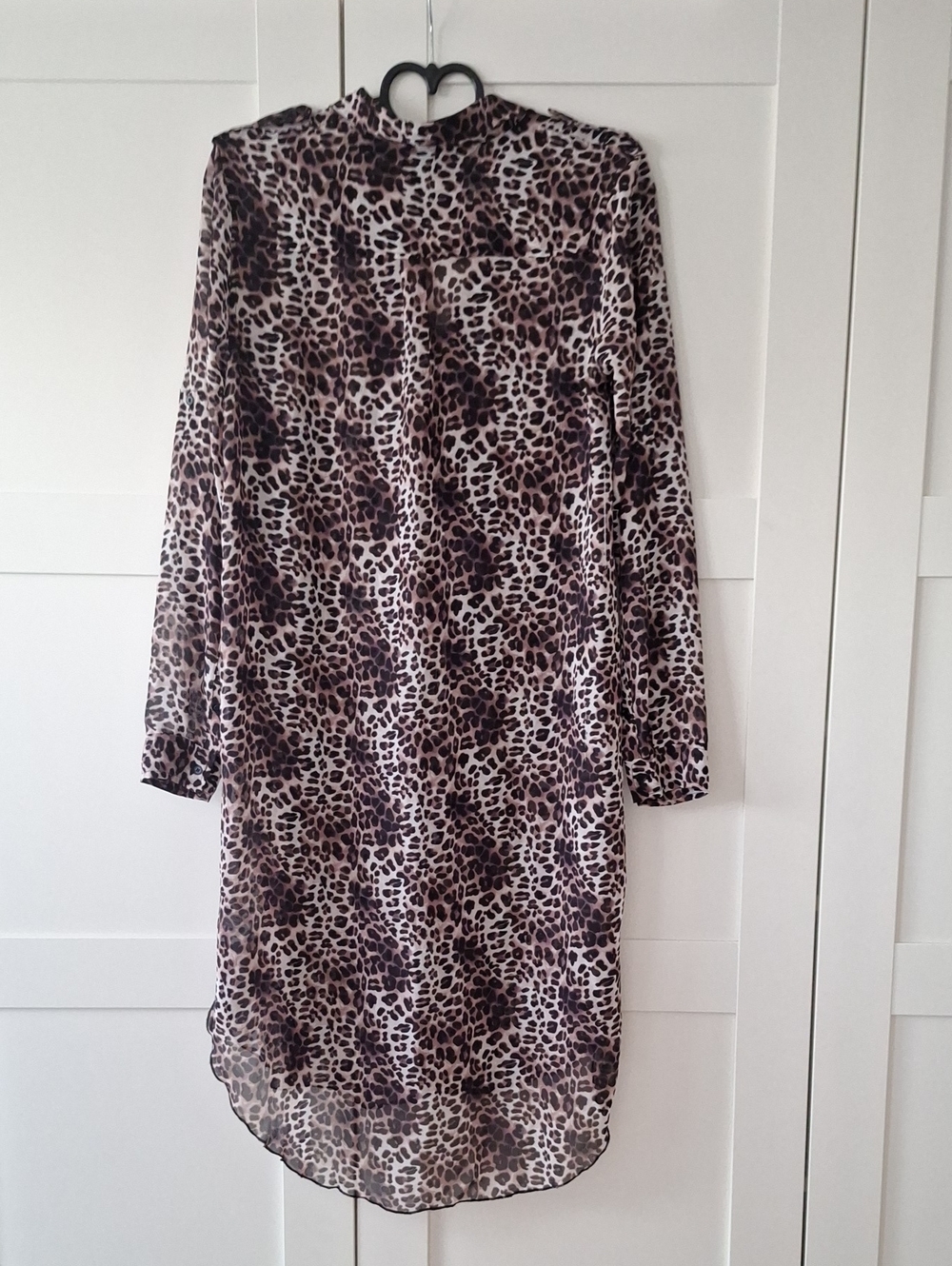 Leopard Print Long Sleeve Blouse - Brown/Cream